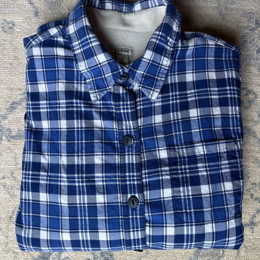 L.L.Bean Womens Fleece Lined Flannel Shirt VGUC